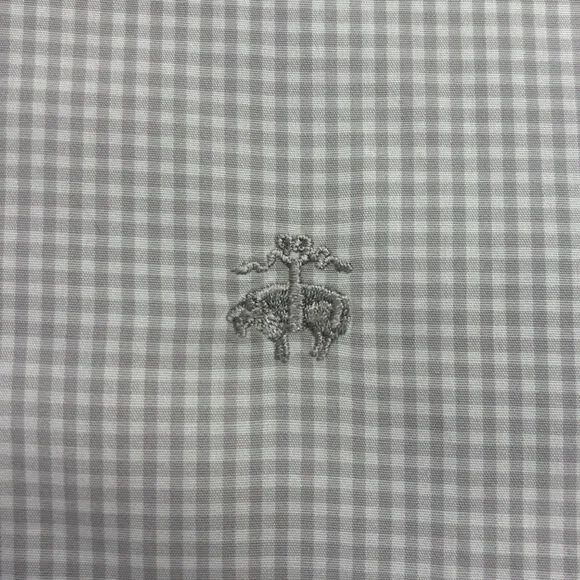 Brooks Brothers Gray Gingham‎ Check Taditional Fit Non-Iron Dress Shirt - Large - Picture 3 of 7
